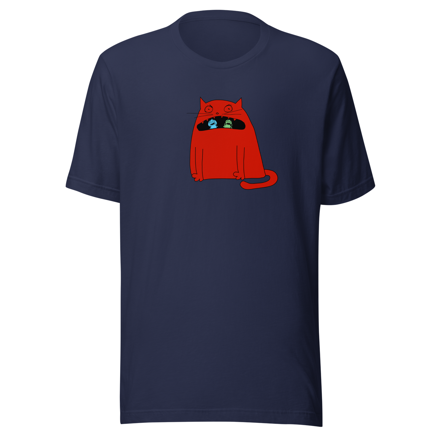 Giant cat on a navy shirt